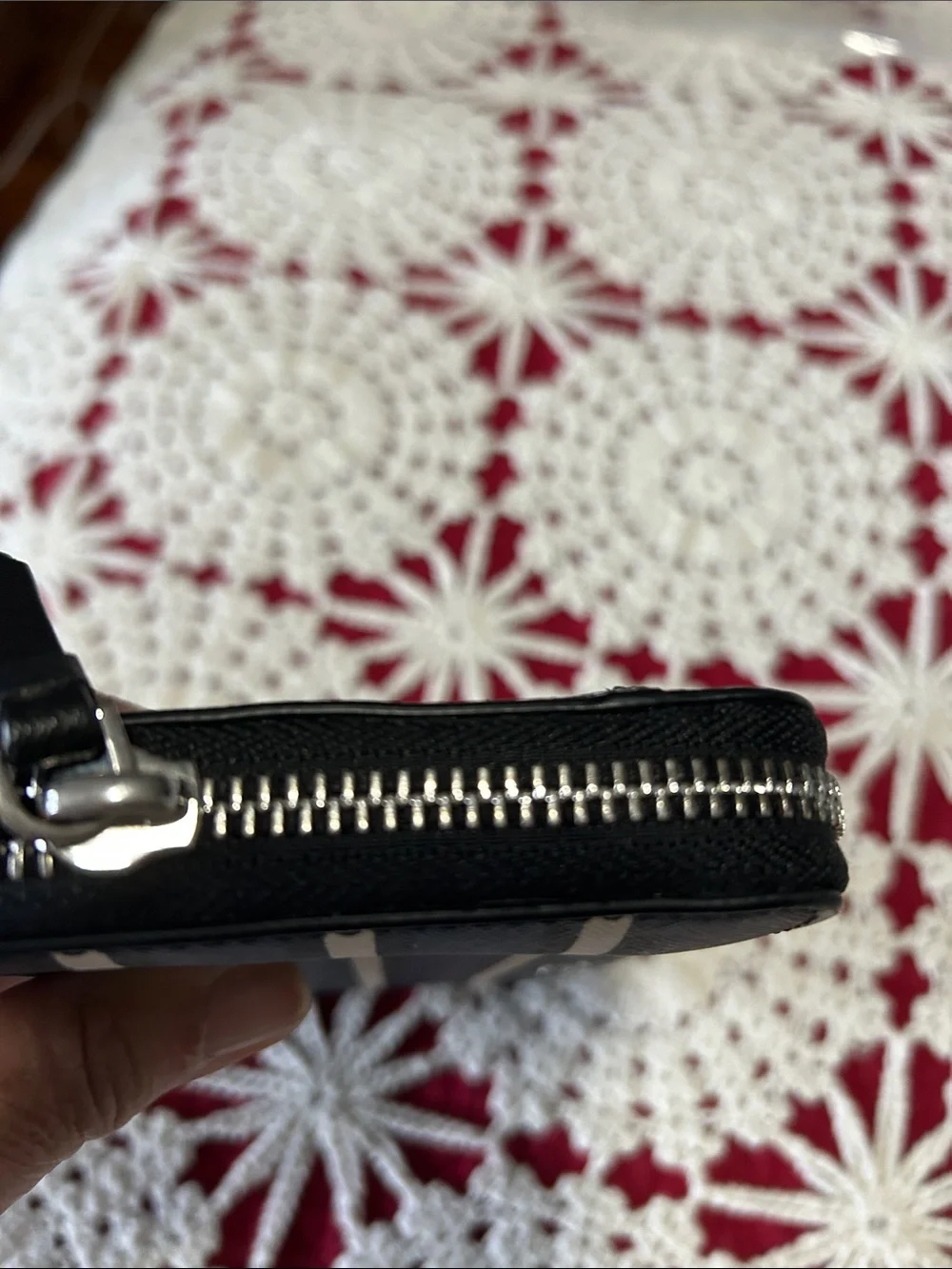 kate spade Navy and Cream Vertical Stripe Zip Wallet